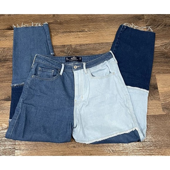 Hollister Denim - Hollister Ultra High Rise Vintage Straight Jeans 7R‎ Light Wash Patchwork 28